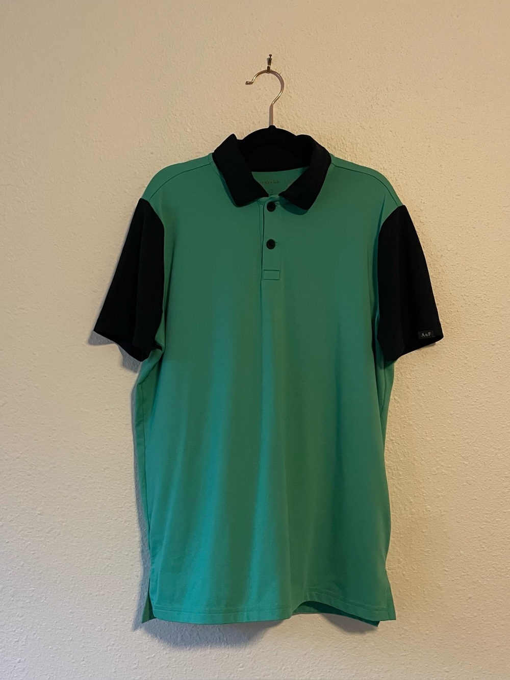Abercrombie Kids Boys 13/14 Performance Polo Shirt Green Dark Navy 4 Way Stretch